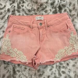 Jessica Simpson Pink & White Lace Cut-Off Shorts – Size 26